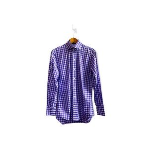 Ledbury Premium Mens Purple and White Check Shirt